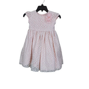 Pippa & Julie Size 6 Pink with White Floral Lace Overlay Dress Full Bottom Rose